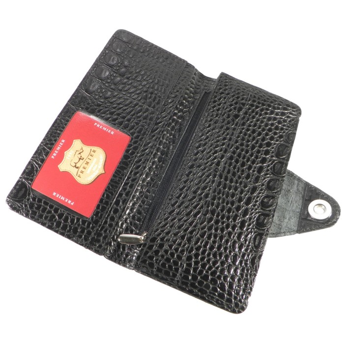 

Кошелёк женский на кнопке, 2 отдела для купюр, для монет, для кредитных карт, цвет чёрный