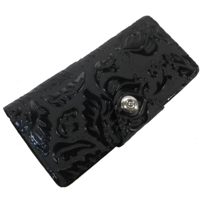 Кошелёк женский на кнопке, 2 отдела для купюр, для монет, для кредитных карт, цвет чёрный