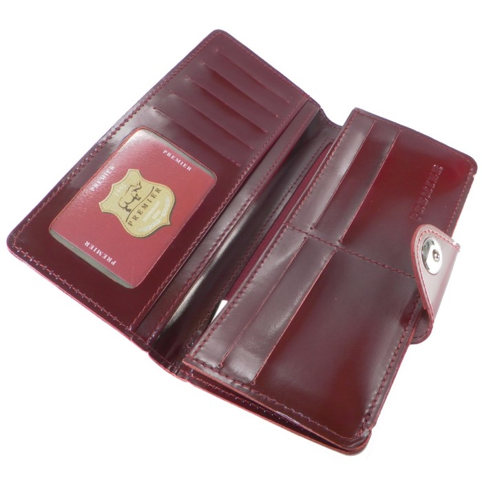 Кошелёк женский на кнопке, 2 отдела для купюр, для монет, для кредитных карт, цвет бордовый