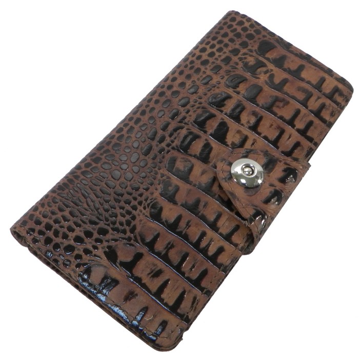 Кошелёк женский на кнопке, 2 отдела для купюр, для монет, для кредитных карт, цвет коричневый