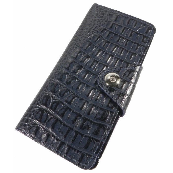 Кошелёк женский на кнопке, 2 отдела для купюр, для монет, для кредитных карт, цвет синий