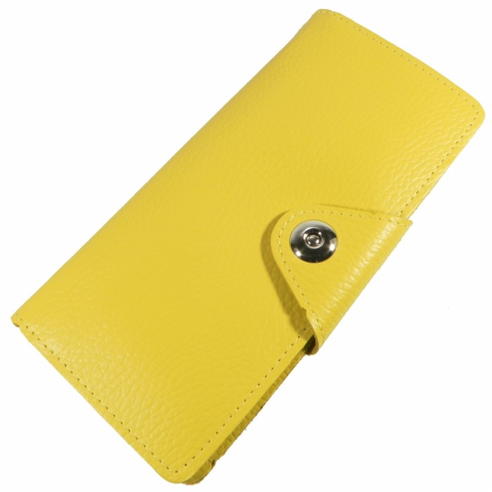 Кошелёк женский на кнопке, 2 отдела для купюр, для монет, для кредитных карт, цвет жёлтый