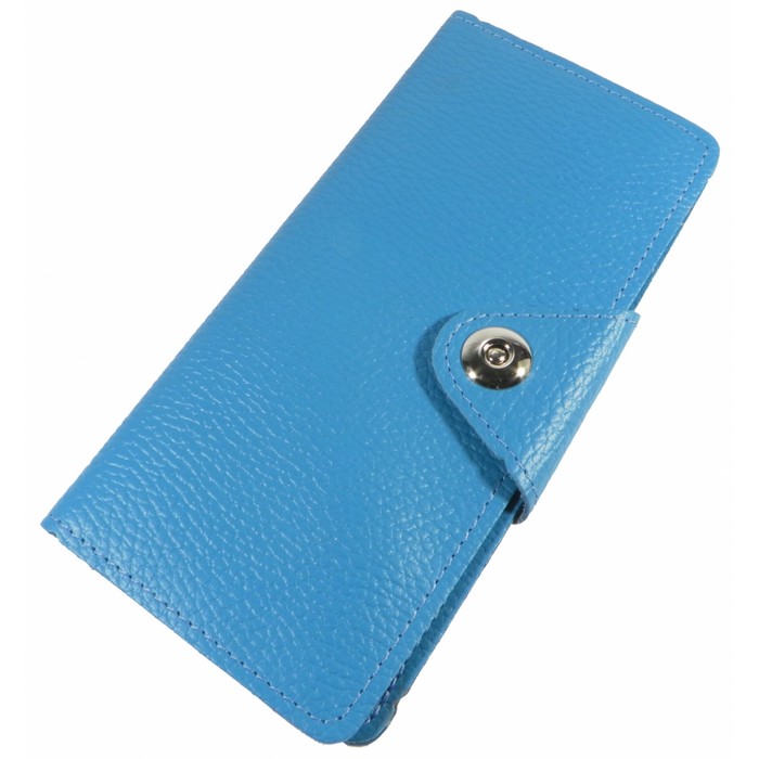 Кошелёк женский на кнопке, 2 отдела для купюр, для монет, для кредитных карт, цвет голубой