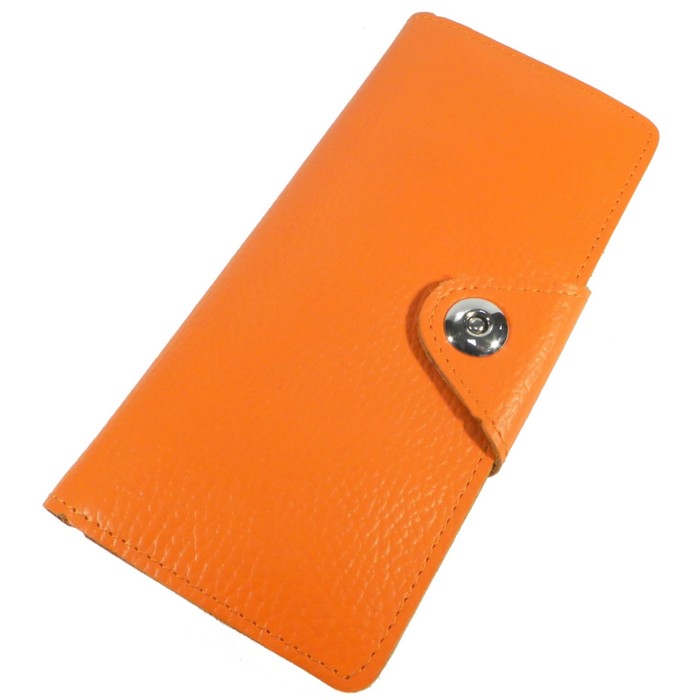 Кошелёк женский на кнопке, 2 отдела для купюр, для монет, для кредитных карт, цвет оранжевый