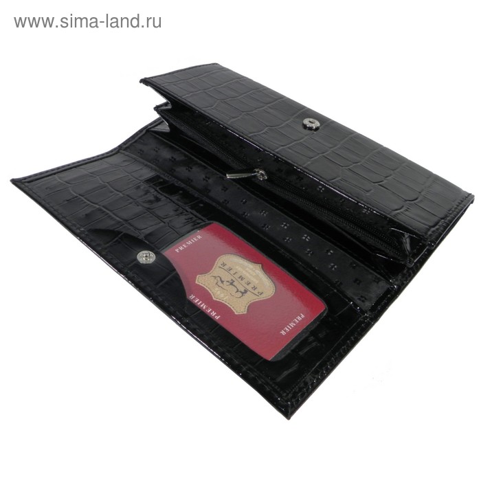 

Кошелёк женский на молнии, 3 отдела для купюр, для кредитных карт, для монет, цвет чёрный