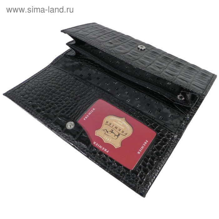 

Кошелёк женский на молнии, 3 отдела для купюр, для монет, для кредитных карт, цвет чёрный