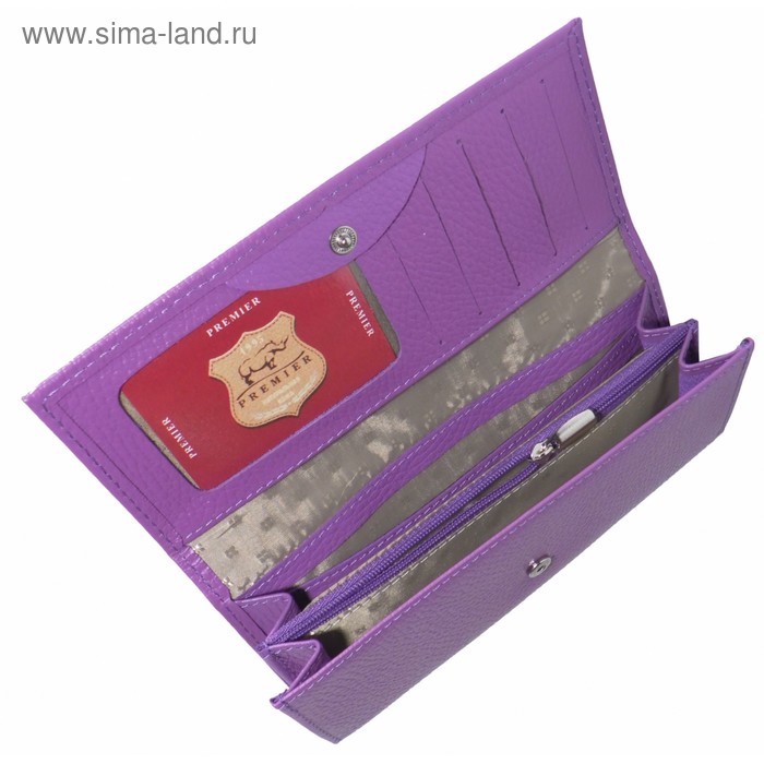 

Кошелёк женский на кнопке, 2 отдела для купюр, для монет, для кредитных карт, цвет сиреневый