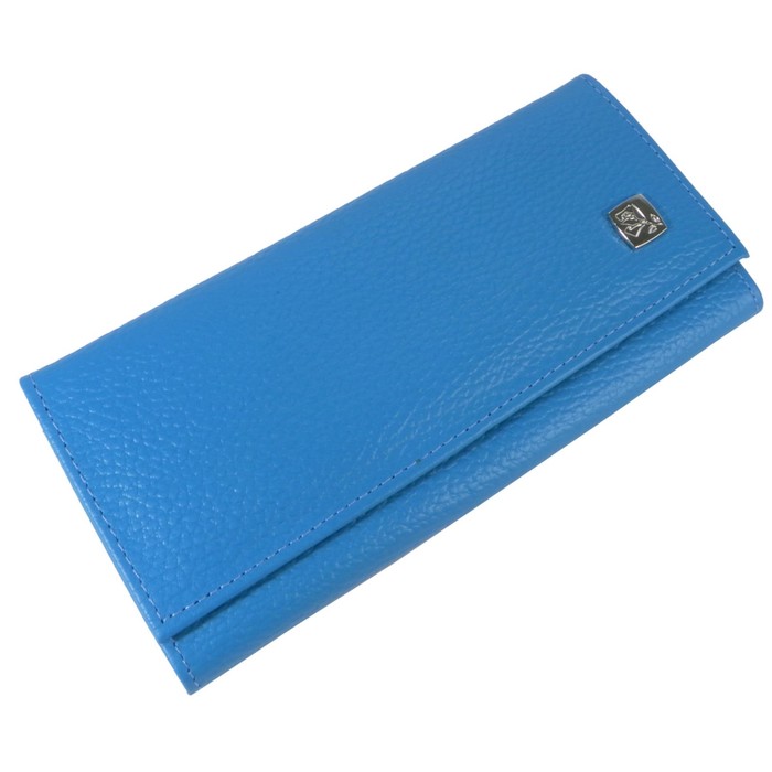 Кошелёк женский на кнопке, 2 отдела для купюр, для монет, для кредитных карт, цвет голубой