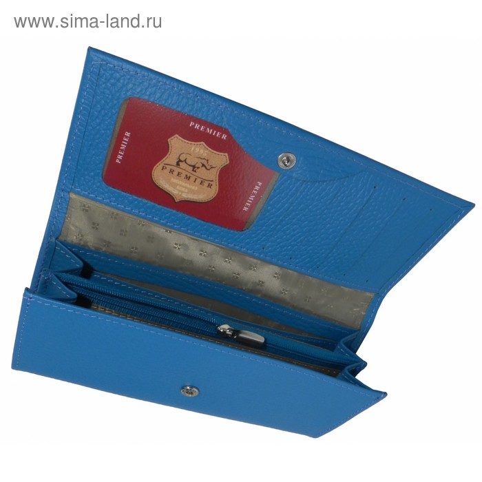 

Кошелёк женский на кнопке, 2 отдела для купюр, для монет, для кредитных карт, цвет голубой