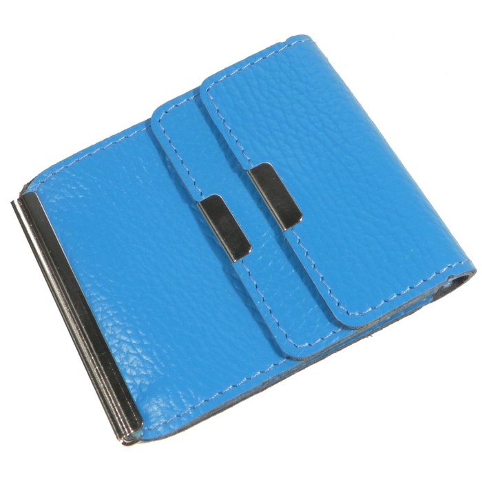 Портмоне с зажимом, отдел для карт, цвет голубой