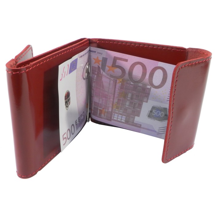 Портмоне с зажимом, 1 отдел, для карт, цвет красный