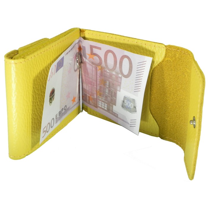 Портмоне с зажимом, отдел для карт, цвет жёлтый