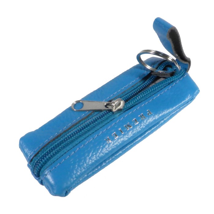 Футляр для ключей на молнии, цвет голубой