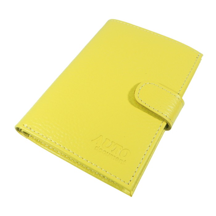 Обложка для автодокументов, отдел для паспорта, отдел для купюр, цвет жёлтый