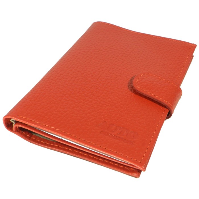 Обложка для автодокументов, отдел для паспорта, отдел для купюр, цвет красный