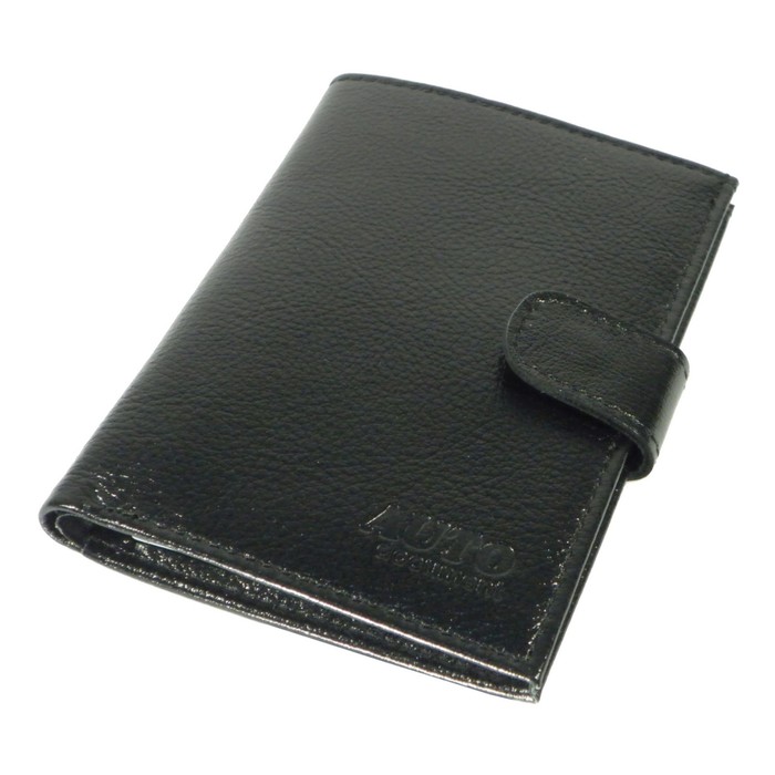 Обложка для автодокументов, отдел для паспорта, отдел для купюр, цвет чёрный