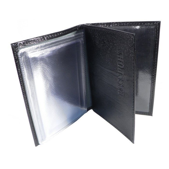 Обложка для автодокументов, отдел для паспорта, цвет чёрный