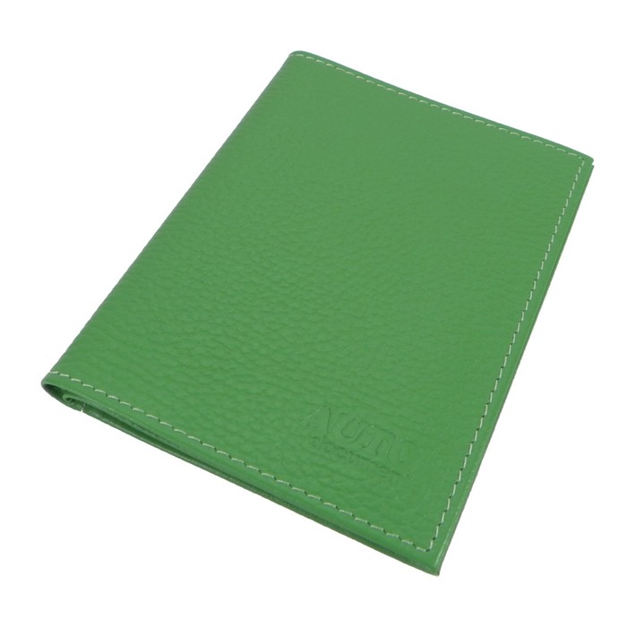 Обложка для автодокументов, отдел для паспорта, цвет зелёный