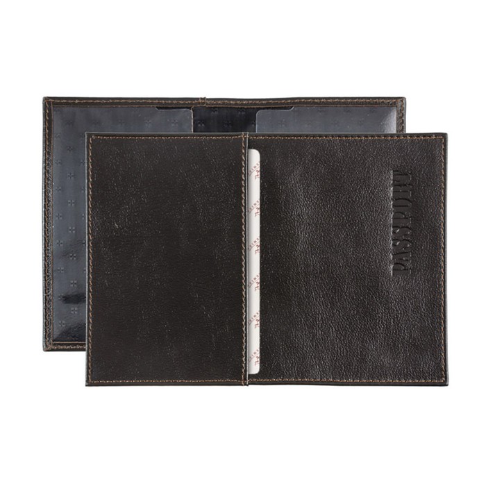 Обложка для паспорта с карманом, цвет коричневый