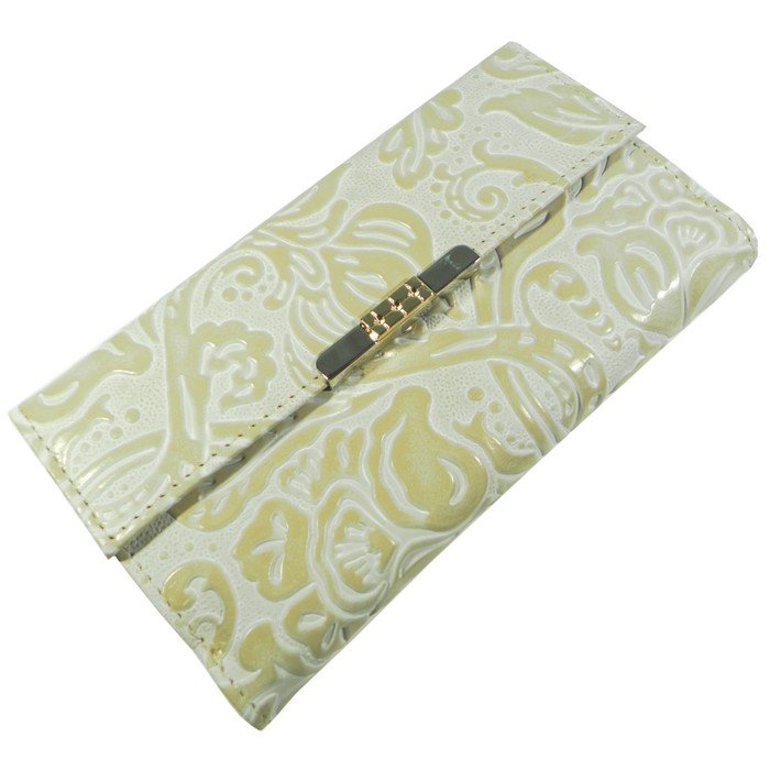 Кошелёк женский на кнопке, 2 отдела для купюр, для монет, для кредитных карт, цвет бежевый