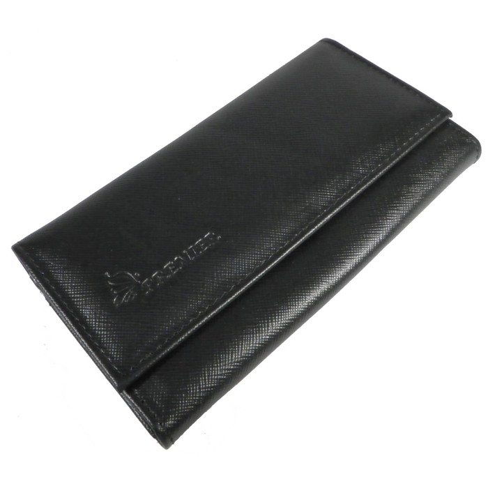 Кошелёк женский на кнопке, 2 отдела для купюр, для монет, для кредитных карт, цвет чёрный