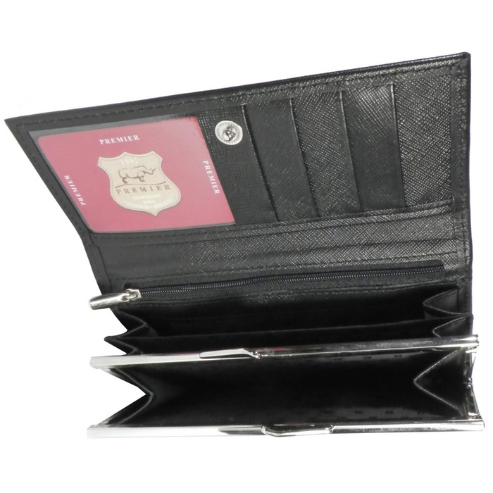 Кошелёк женский на кнопке, 2 отдела для купюр, для монет, для кредитных карт, цвет чёрный