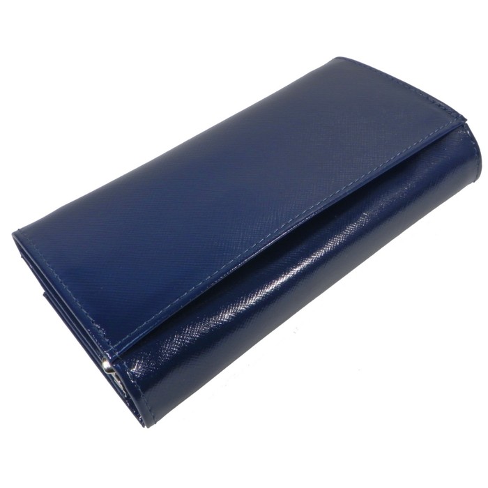 Кошелёк женский на кнопке, 2 отдела для купюр, для монет, для кредитных карт, цвет синий