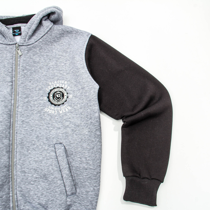 Джемпер-толстовка мужской на молнии с капюшоном 983 цвет серый меланж, р-р 54-56 (3XL)