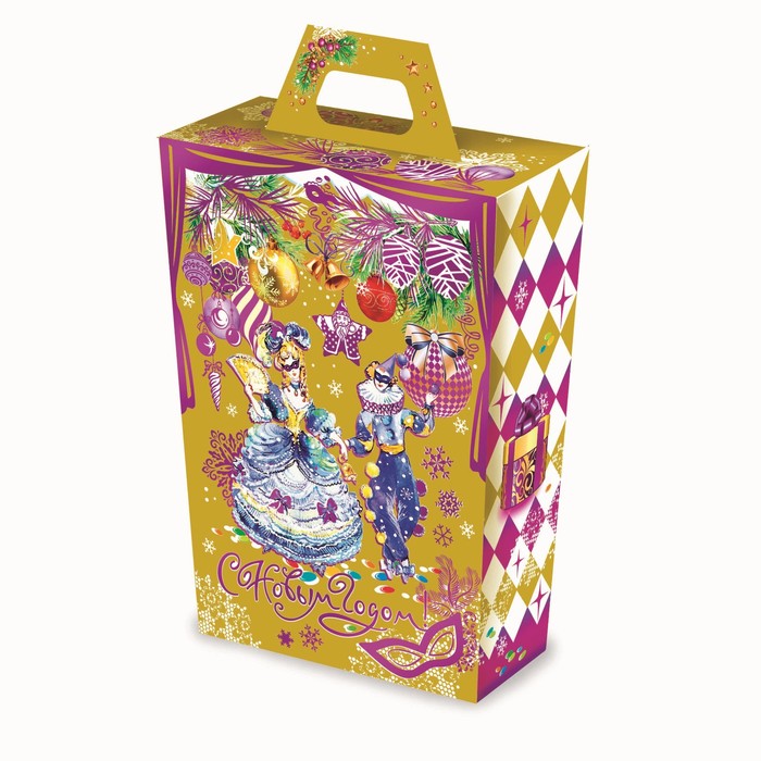 Подарочная коробка "Маскарад", сборная, с ручкой, 14 х 7 х 19 см