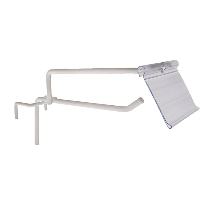 Крючок на сетку одинарный с ценникодержателем, L=15, d=6мм, цвет белый