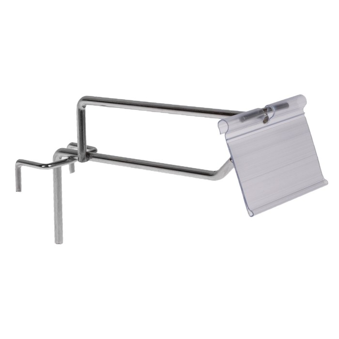 Крючок на сетку одинарный с ценникодержателем, L=15, d=6мм, цвет хром