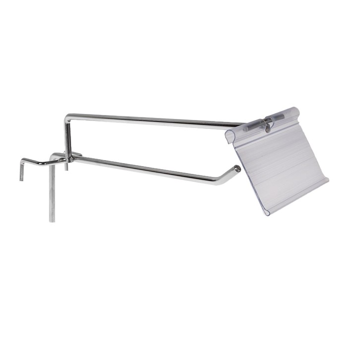 Крючок на сетку одинарный с ценникодержателем, L=20, d=6мм, цвет хром