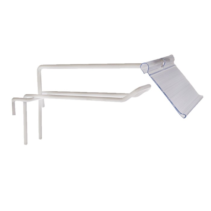 Крючок на сетку двойной с ценникодержателем, L15, d4мм, цвет белый