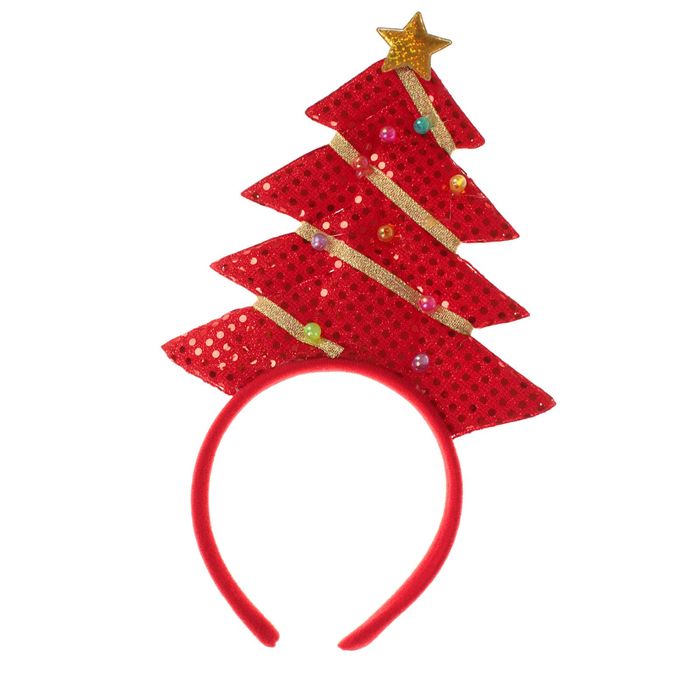 Карнавальный ободок "Елка ", цвет красный
