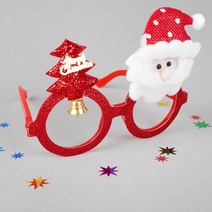 Карнавальные очки "С Новым Годом", елочка и дед мороз