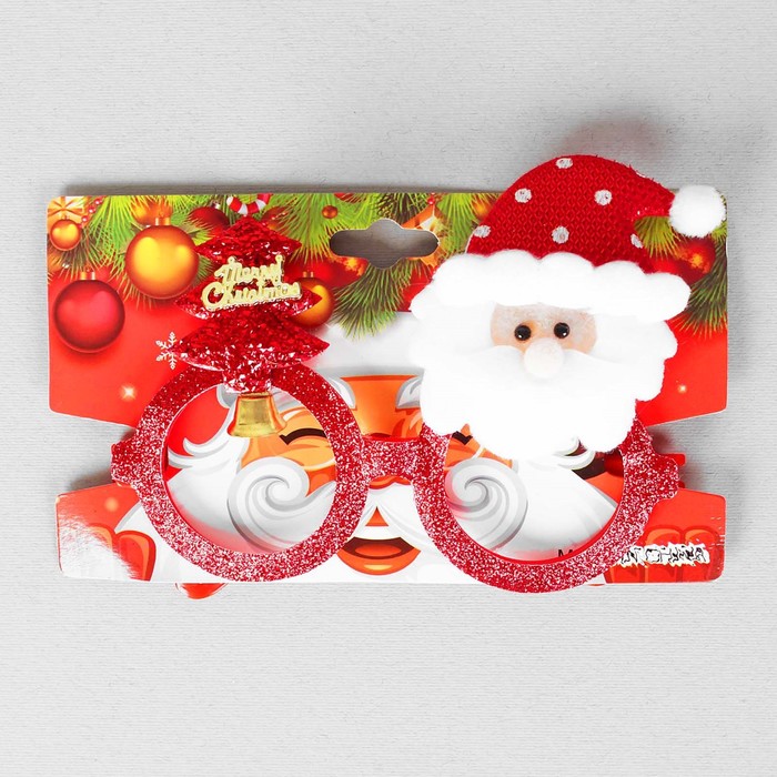 Карнавальные очки "С Новым Годом", елочка и дед мороз