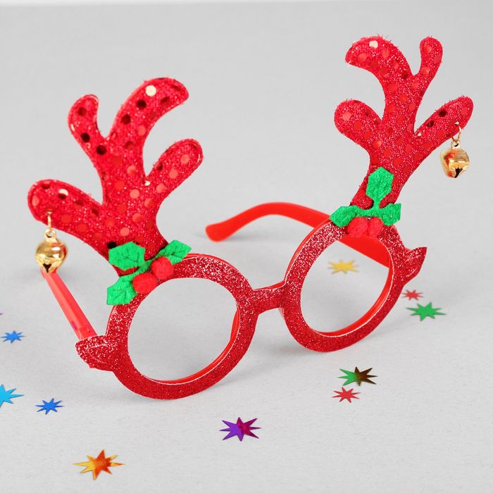 Карнавальные очки "Рога", цвет красный