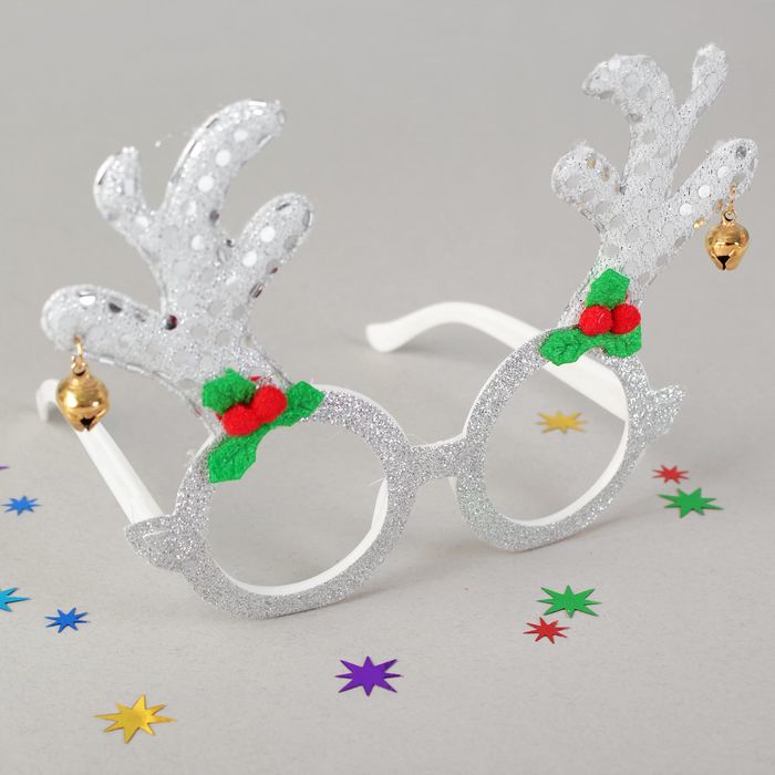 Карнавальные очки "Рога", цвет белый