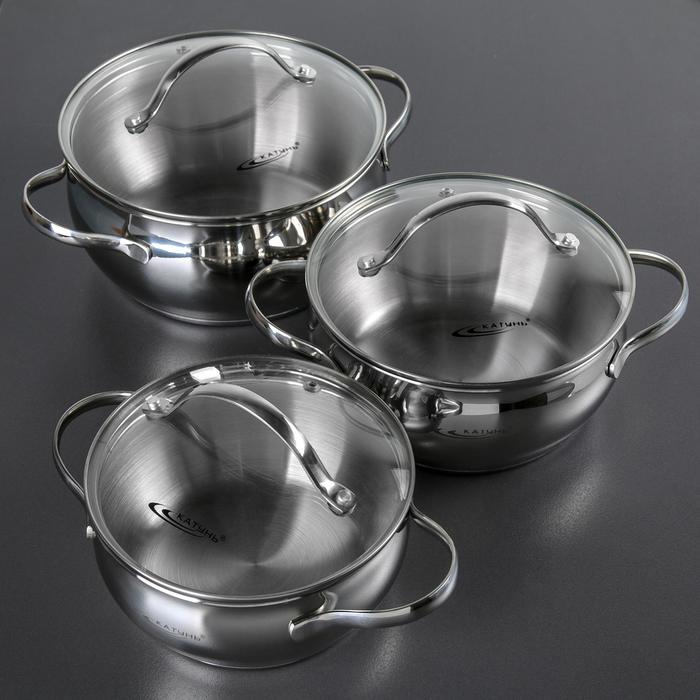 Набор кастрюль "Медея", 3 предмета: 1,6 л, 2,2 л, 3,2 л