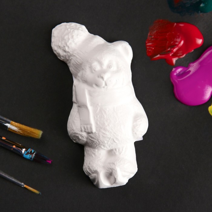 Фигурка под раскраску (с подвесом) "Мишка на коньках" 9,5 см