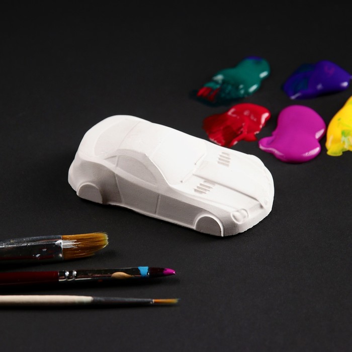 Фигурка под раскраску "Спорткар" 10х5 см, белая