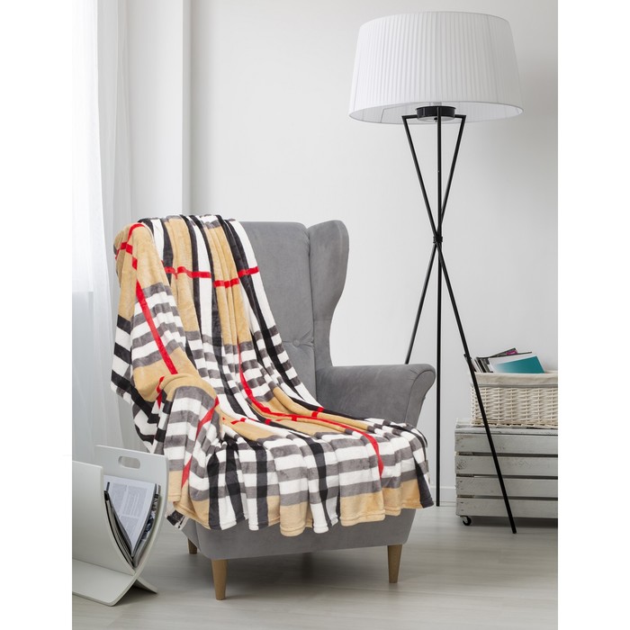 Плед ОРНАМЕНТ 150х200 см Шотландка, микрофибра 270 гр/м