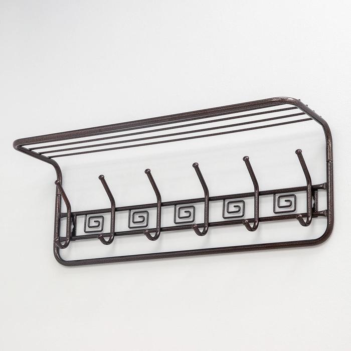 Вешалка "Ажур с полкой 80см" Медный антик квадрат