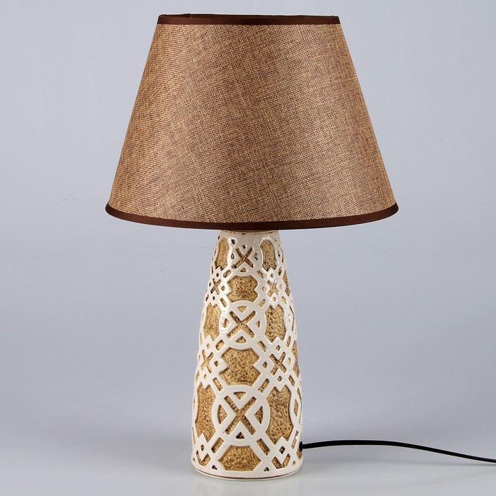 Светильник настольный "Этника" белый-светло-коричневый 1x40W E27 30x30x47 см