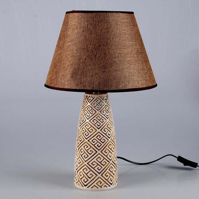 Светильник настольный "Инки" белый- светло-коричневый 1x40W E27 30x30x47 см