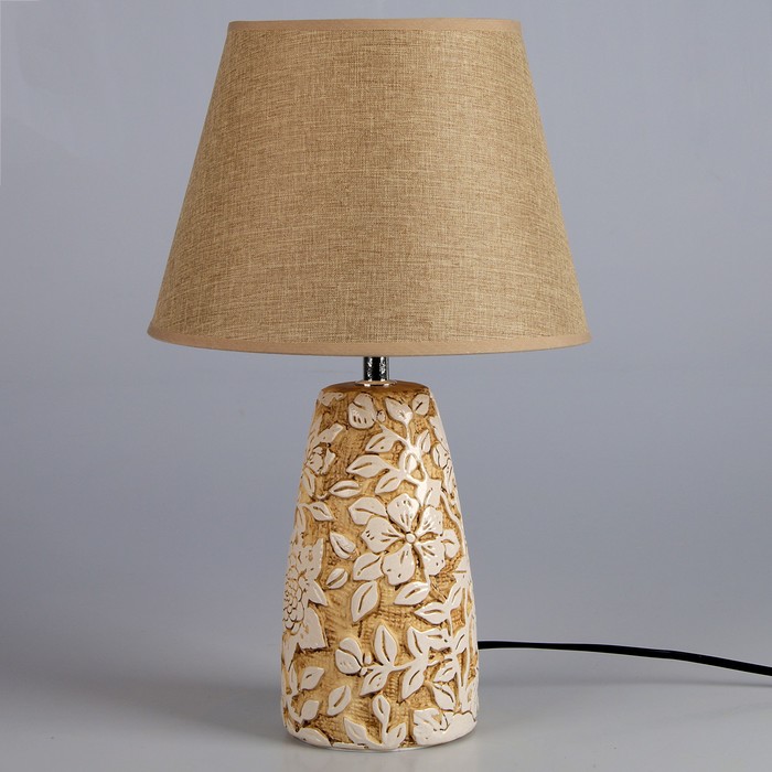 Светильник настольный "Бьёрн" белый-светло-коричневый 1x40W E27 24x24x40,5 см