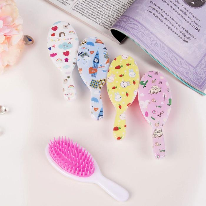 Расчёска массажная "Фантазия", овальная, цвета МИКС