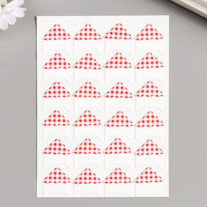 Набор уголков с кармашком для фотографий 24 уголка "Клеточка и полоски" МИКС 12,7х9,5 см