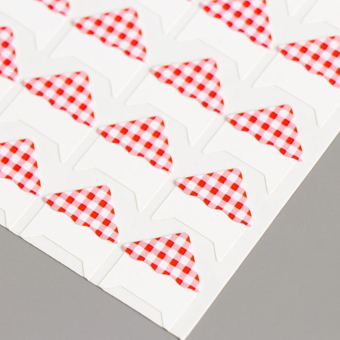 Набор уголков с кармашком для фотографий 24 уголка "Клеточка и полоски" МИКС 12,7х9,5 см