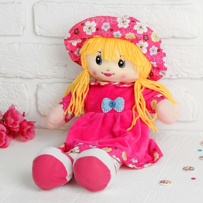 Мягкая игрушка кукла "Девочка" цветочная панамка, цвета МИКС